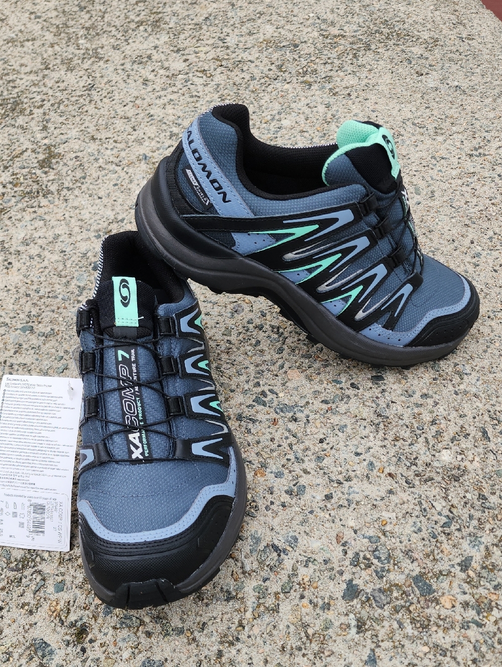 Salomon XA Comp 7 Women's Waterproof Trail Sneakers in Teal and Gray Size 8.5
